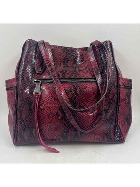 Aimee Kestenberg Thea Tote Women's Red Black Leather Luxe Snakeskin Purse